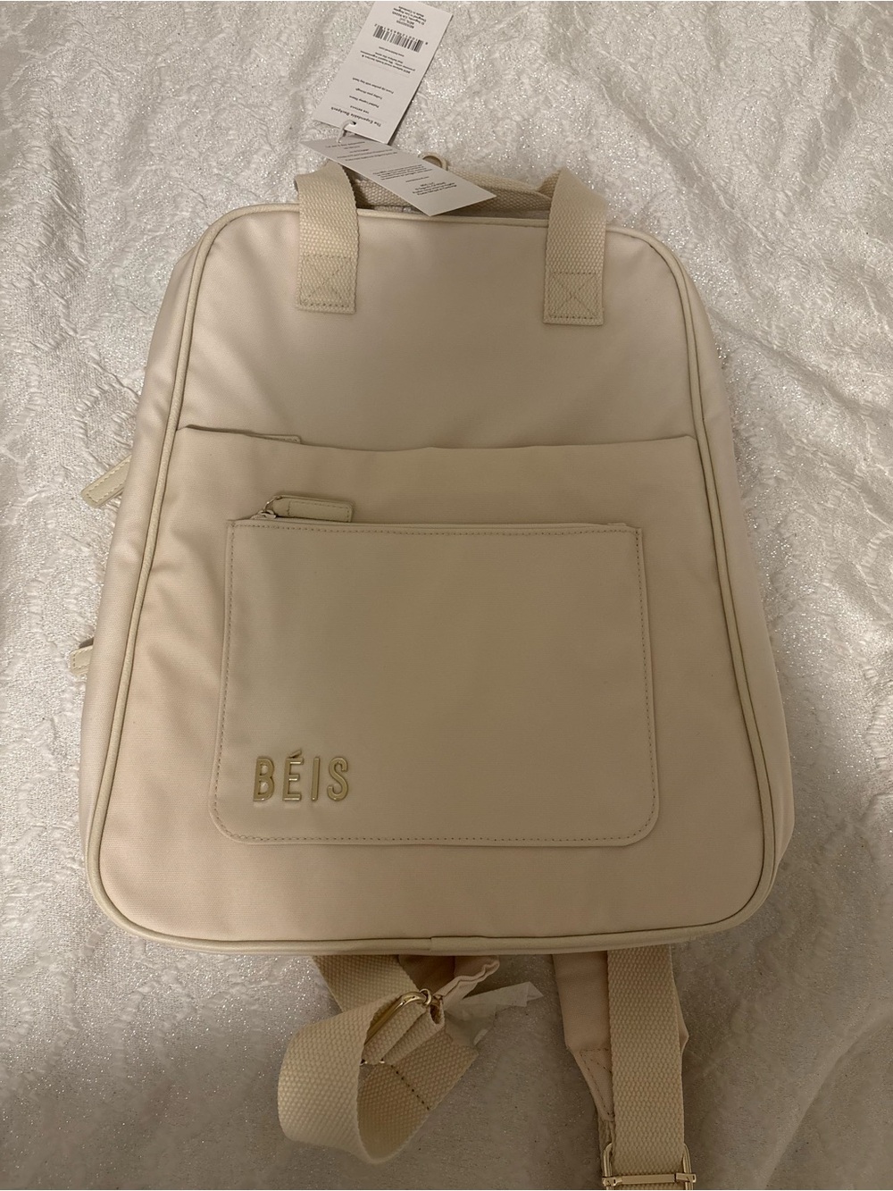 BEIS Cream Minimalist Backpack Tote - Picture 8 of 8